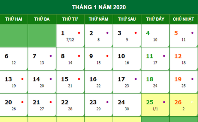Lịch nghỉ Tết Nguyên Đán 2020 - trung tâm tiếng Trung SOFL