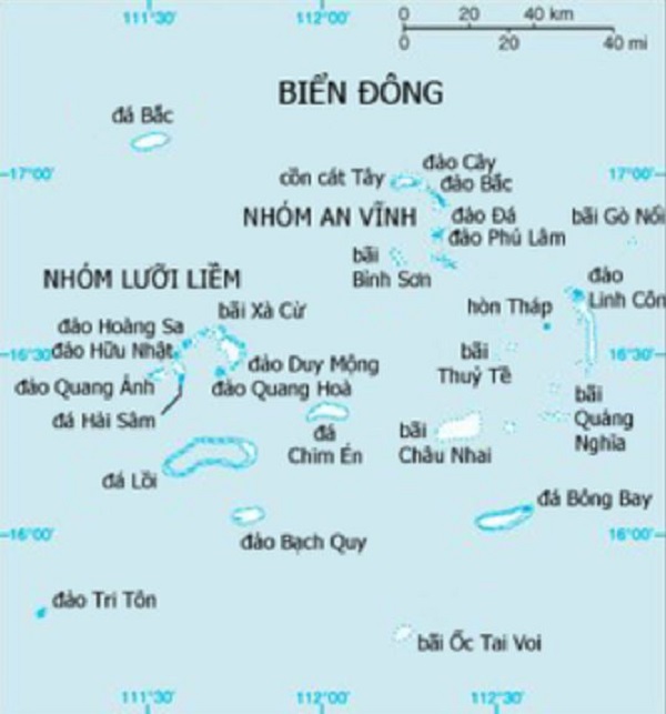 hệ thống các đảo tại quần đảo Hoàng sa